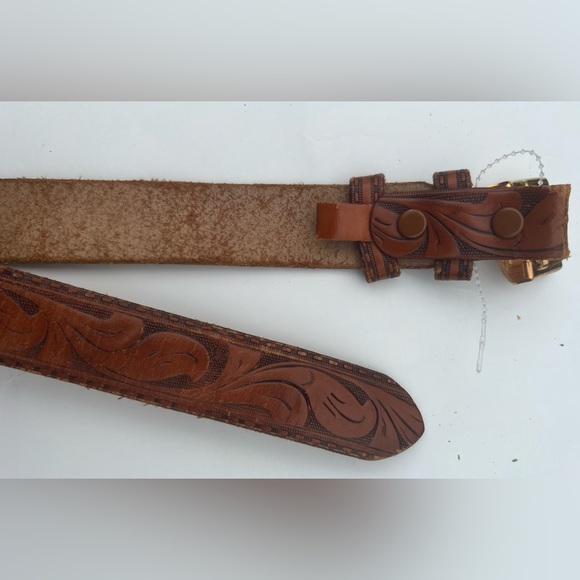 Western kids full grain leather belt with buckle - Picture 5 of 7